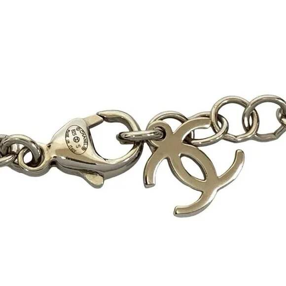 Chanel CC Logo Motif Plated Rhinestone Chain Necklace - Picture 4 of 5